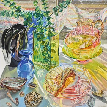 vidrio y conchas 1990 JF realismo naturaleza muerta Pinturas al óleo